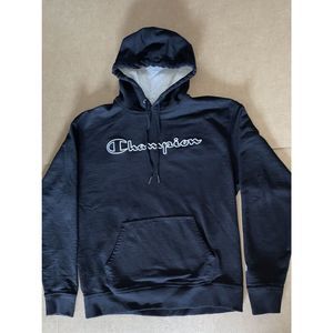 Champion Black POWERBLEND FLEECE HOODIE SCRIPT LOGO Size Large